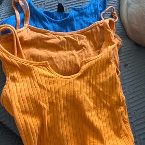 Orange and Blue Ribbed Tank Tops